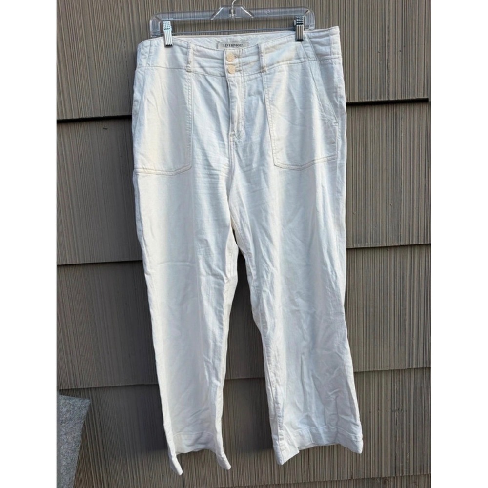 Liverpool Los Angeles White Wide Leg Utility Patch Pocket Pants Size 14/32